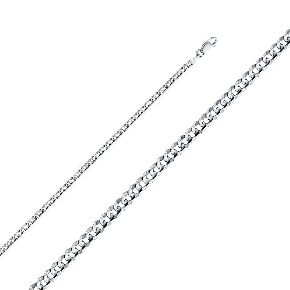 14K White Gold Cuban 80 Concave