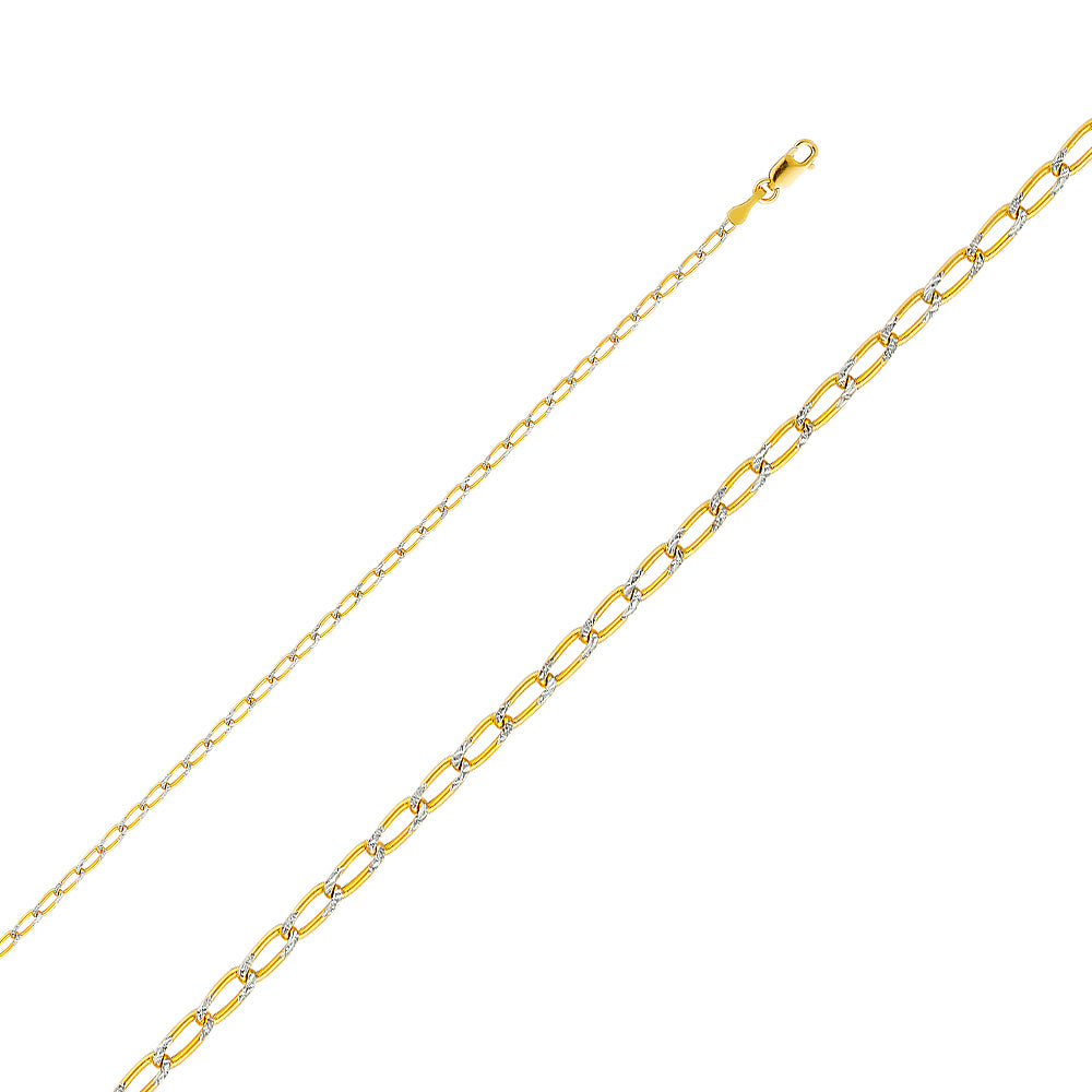 14K Two Tone Goldopen Figaro 1/1 Wp 60
