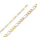 14K Yellow White Rose Gold Figaro 3+1 120 Concave
