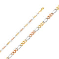 14K Yellow White Rose Gold Figaro 3+1 80 Concave