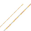 14K Yellow White Rose Gold Stamp Figaro 3+1 50 Diamond Cut