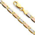 14K Yellow White Rose Gold Valentino 100