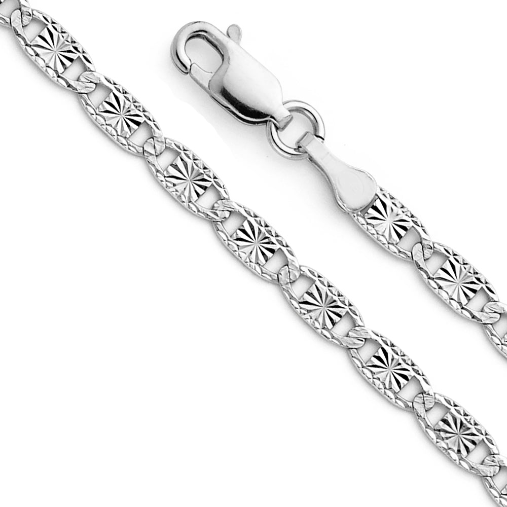 14K White Gold Valentino 80 Star/Edge Diamond Cut