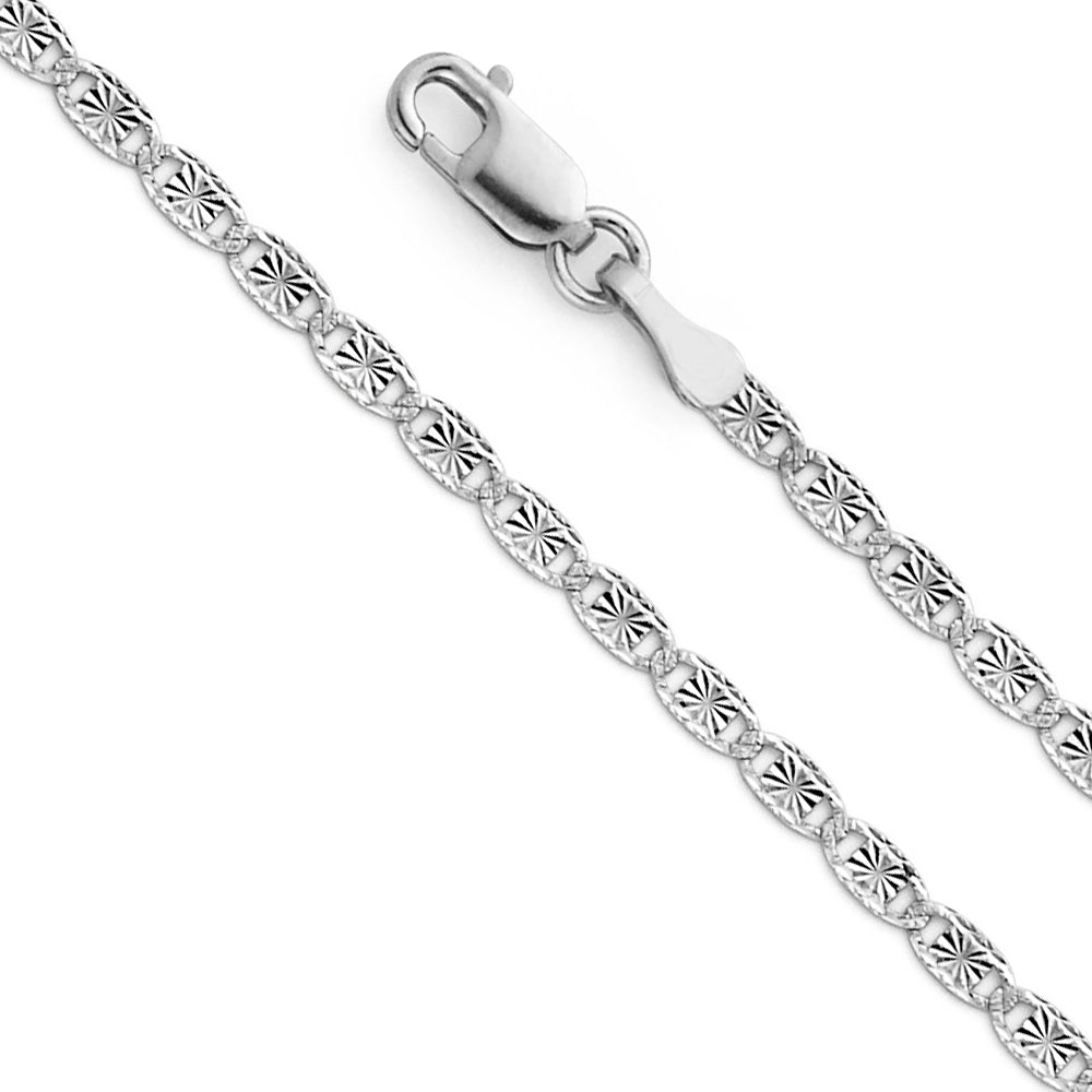 14K White Gold Valentino 40 Star/Edge Diamond Cut