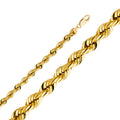 14K Yellow Gold Solid Rope 7.0 mm Diamond Cut