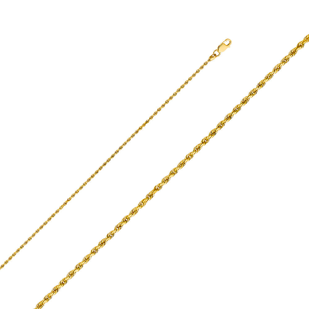 14K Yellow Gold Solid Rope 1.5 mm Diamond Cut
