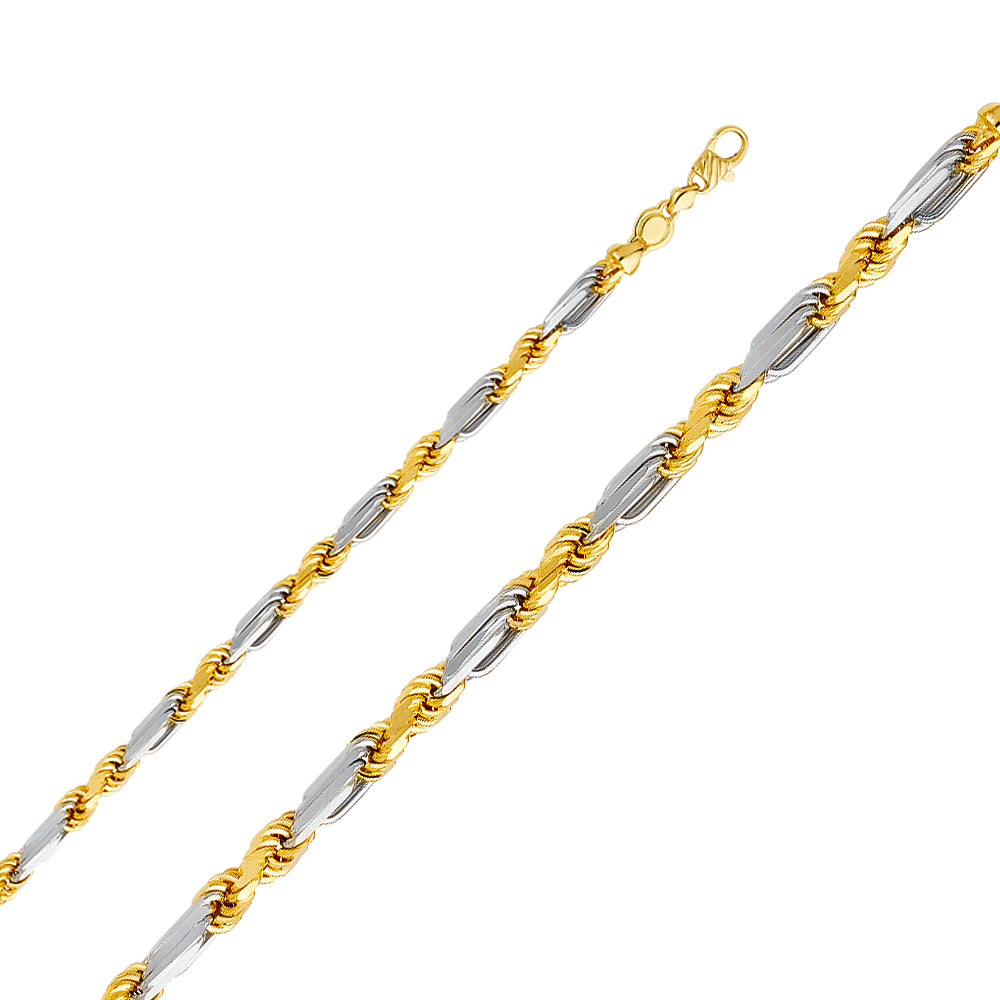 14K Two Tone Gold Figarope 6.5 mm