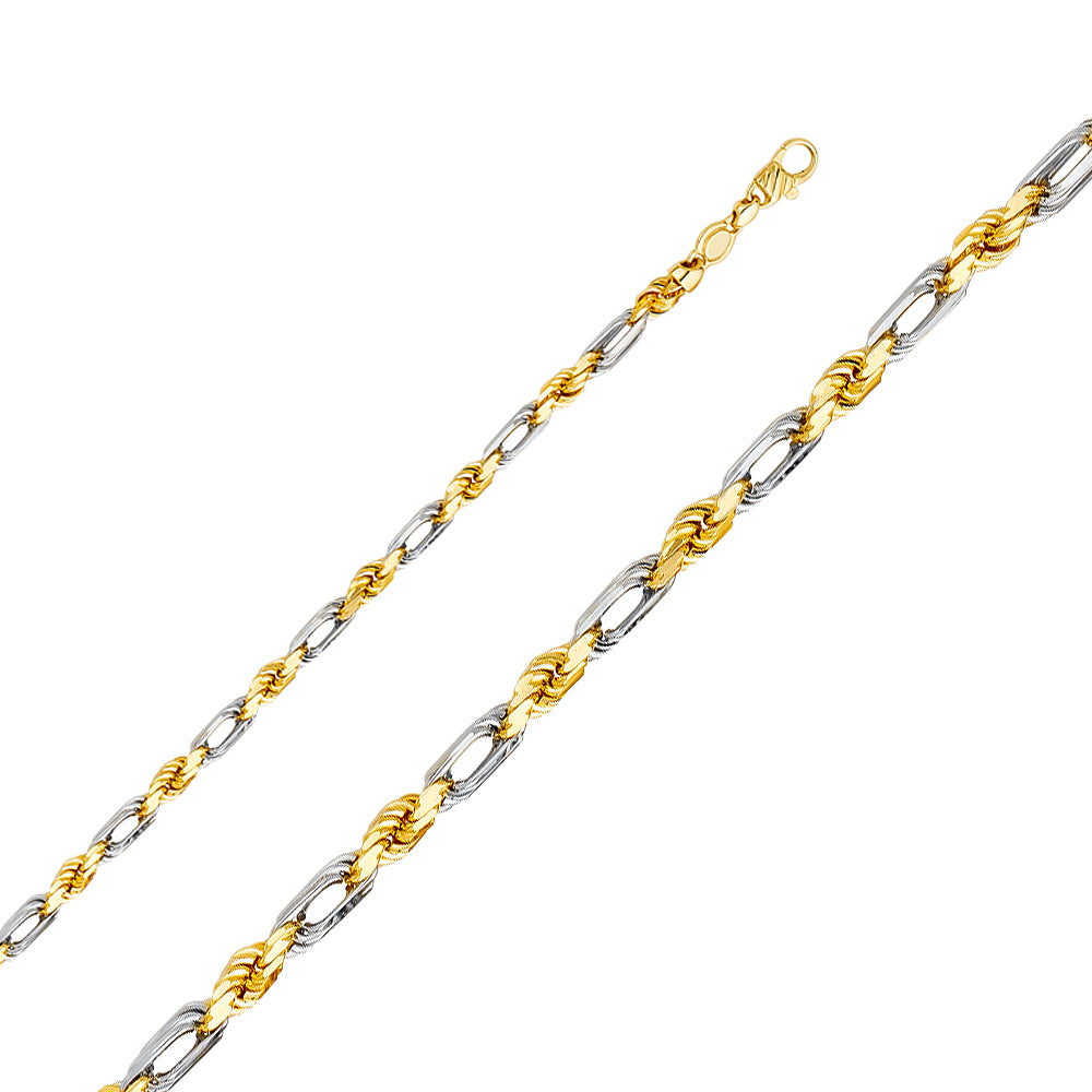 14K Two Tone Gold Figarope 5 mm