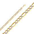 14K Two Tone Gold Hollow Figaro 3+1 Bevel 150 Wp