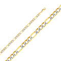 14K Two Tone Gold Hollow Figaro 3+1 Bevel 120 Wp