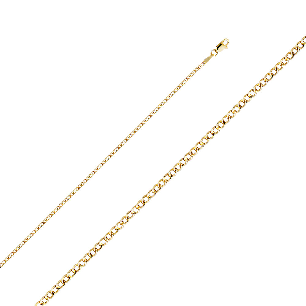 14K Yellow Gold 050(2 mm) Hollow Curb Chain