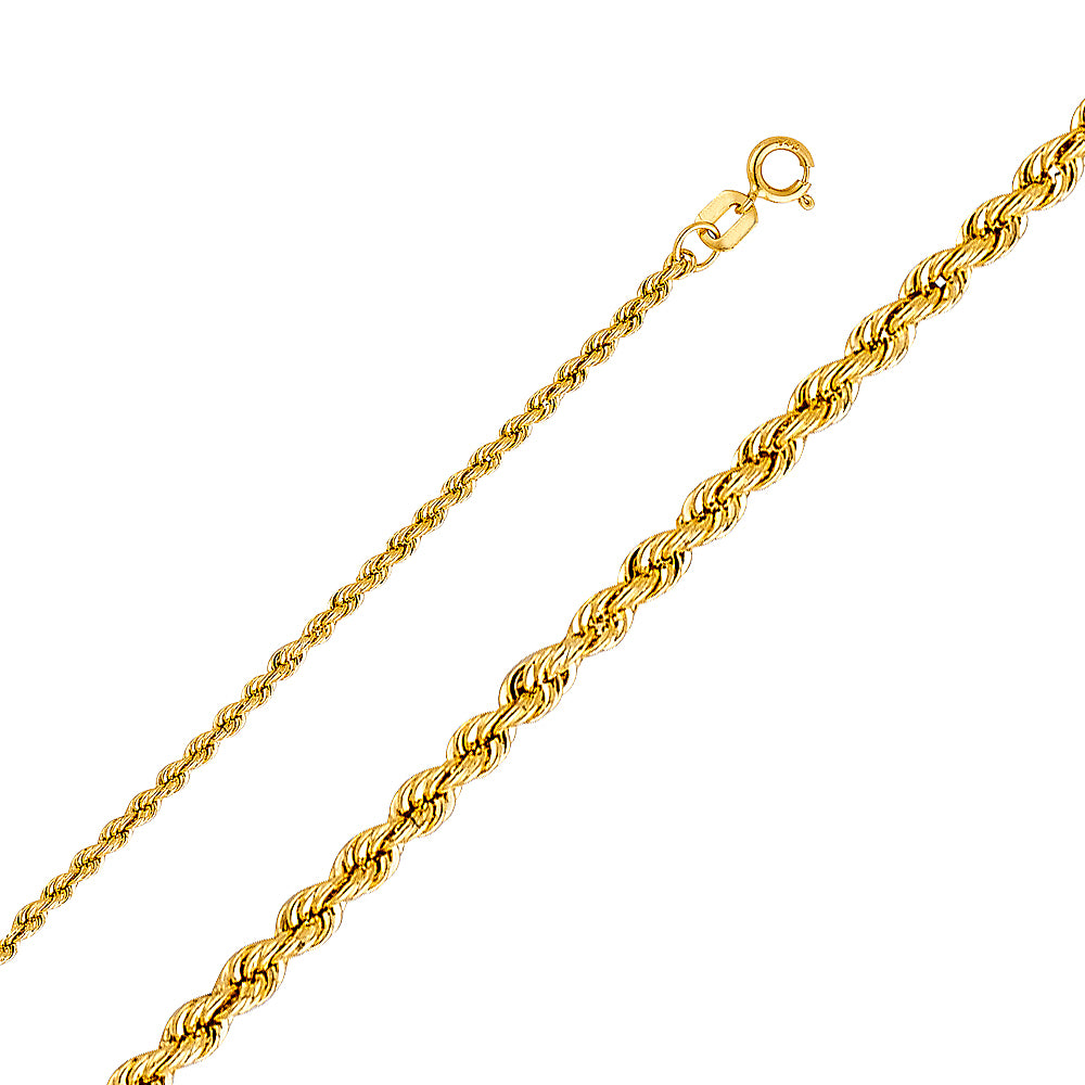 14K Yellow Gold Hollow Rope 1.8 mm