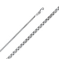 14K White Gold Hollow Half Round Box 036X100