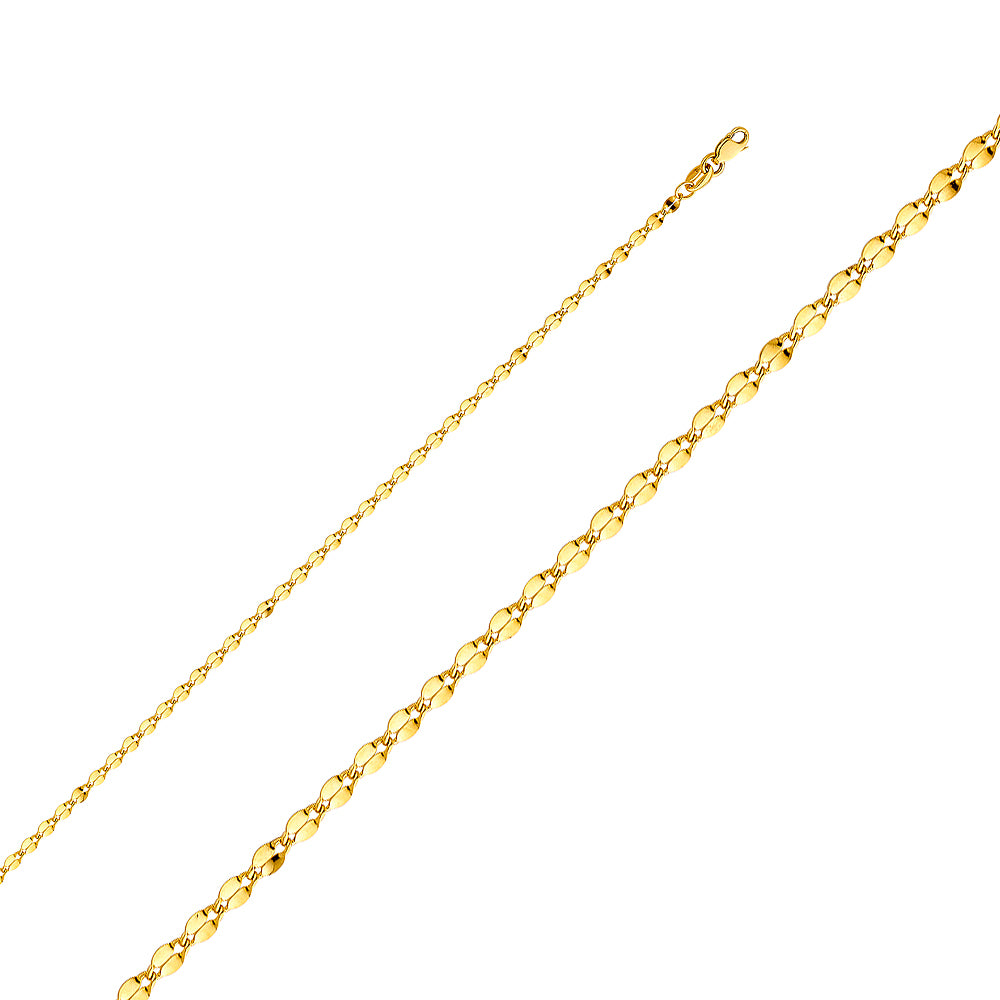 14K Yellow Gold Hollow Curve Mirror 40