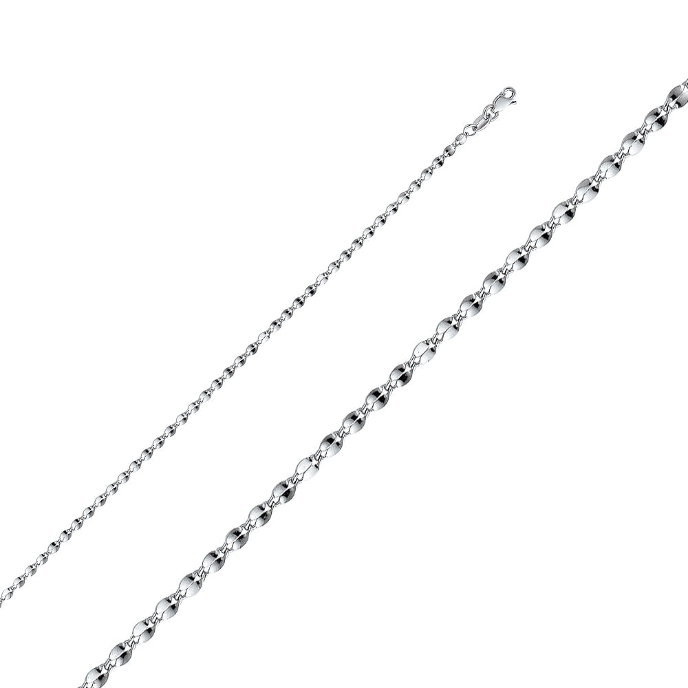 14K White Gold Hollow Curve Mirror 40