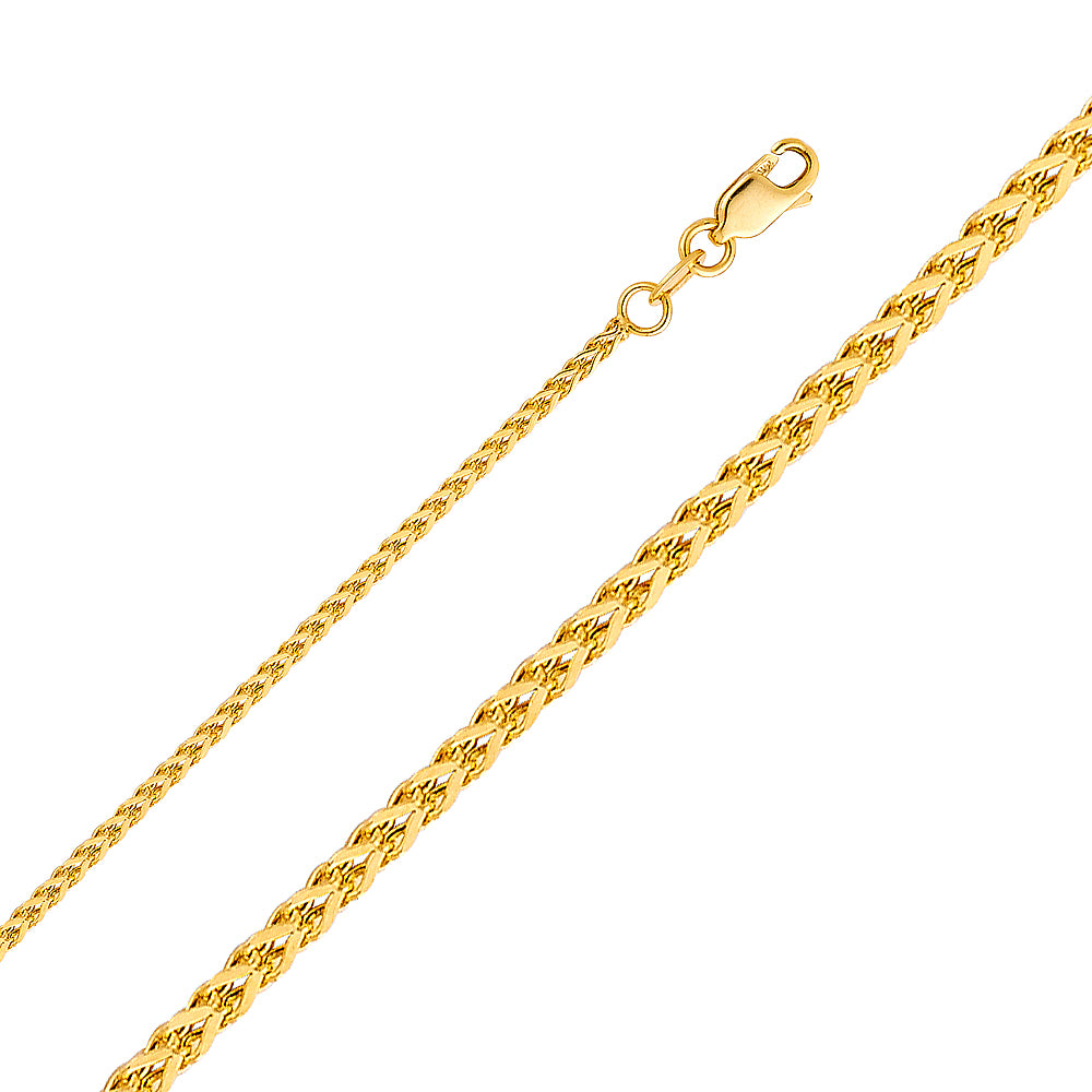 14K Yellow Gold Hollow Square Franco 40