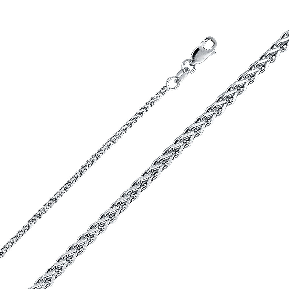 14K White Gold Hollow Square Franco 40