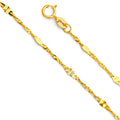 14K Yellow Gold Singapore + Diamond Cut Oval Bar 24