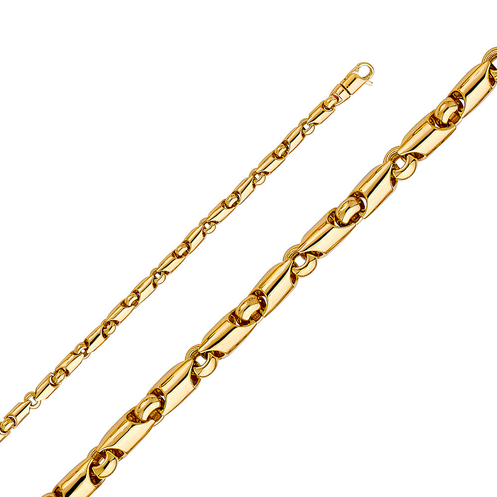 14K Yellow Gold Hand-Made Bullet Chain