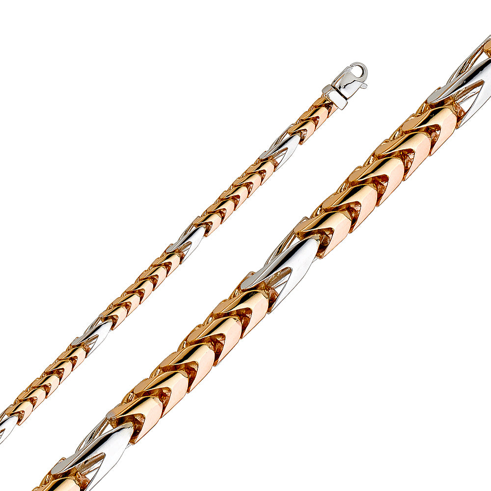 14K Yellow White Rose Gold Hand-Made Franco Chain