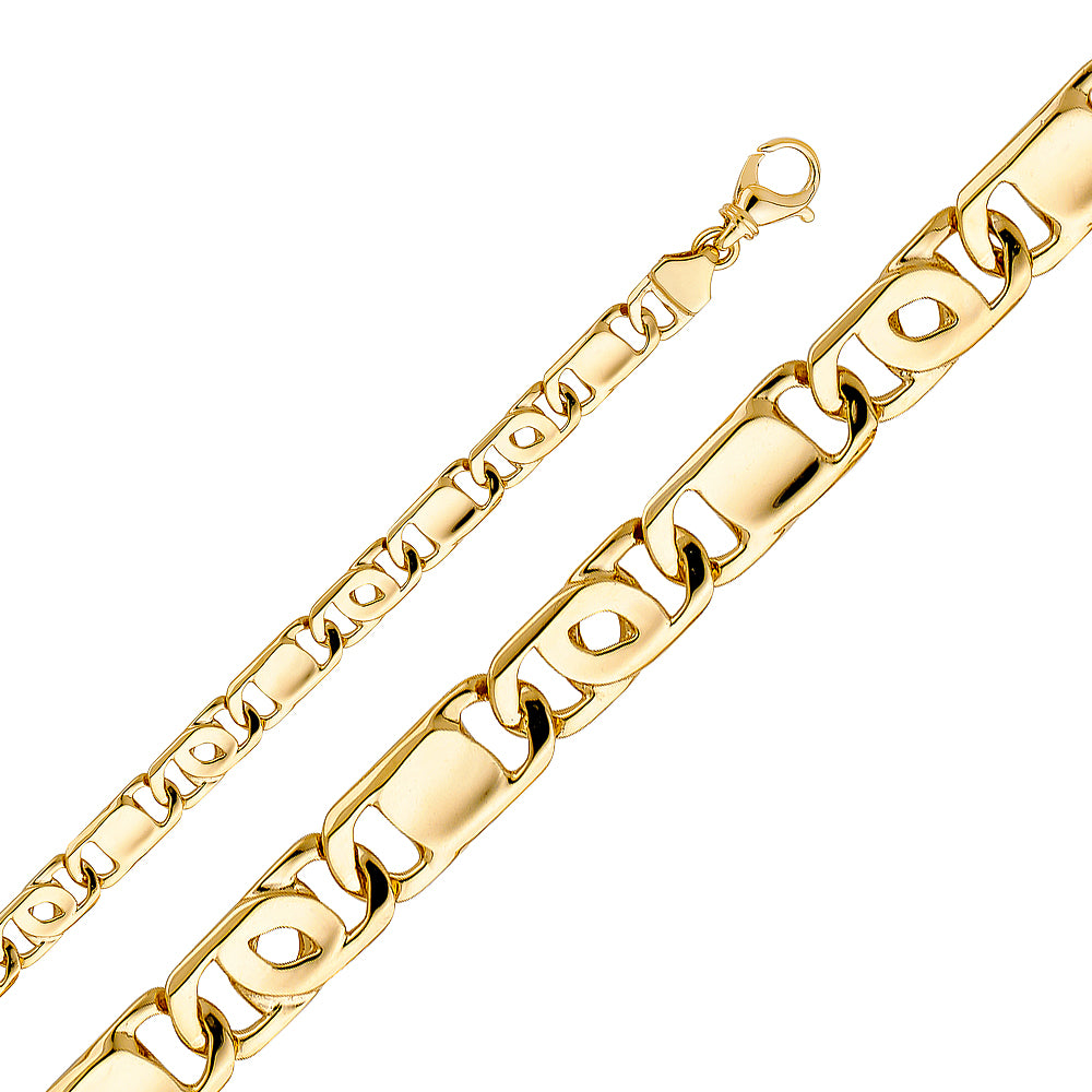 14K Yellow Gold Hand-Made T-Eye Chain