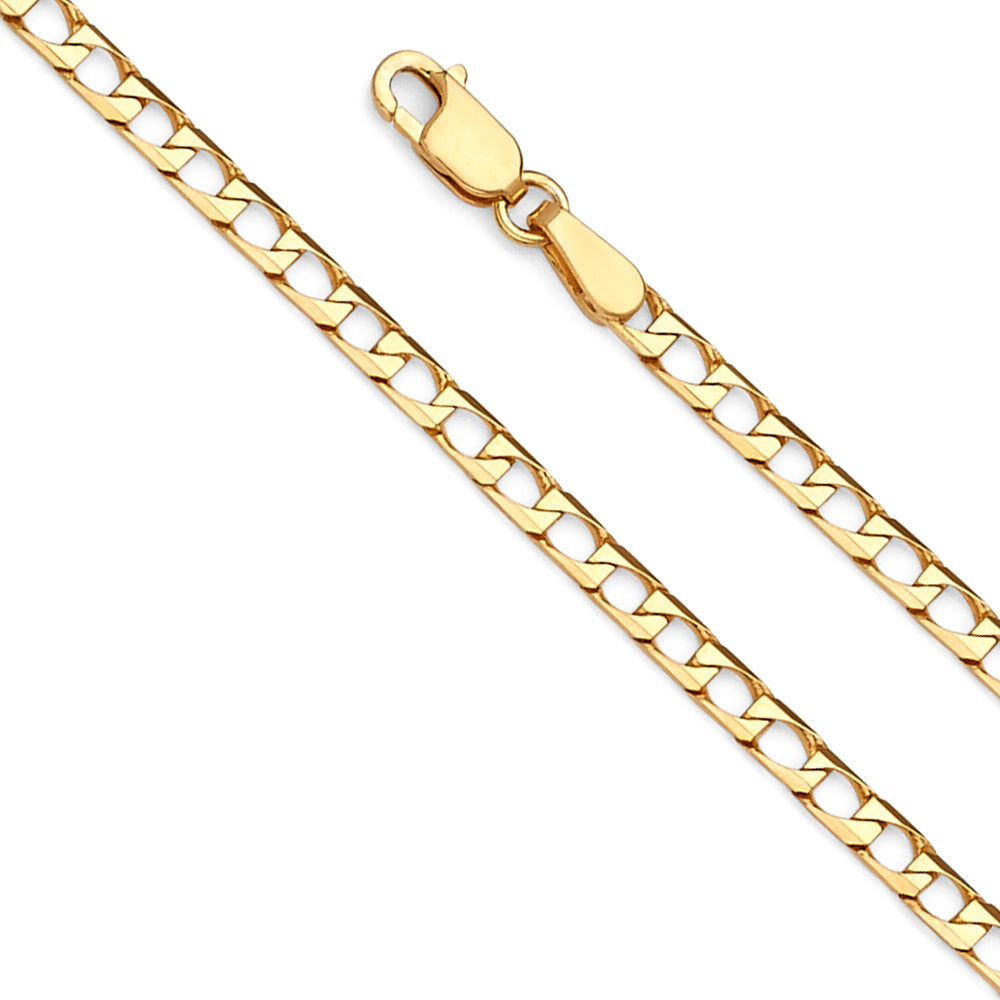 14K Yellow Gold Square Curb Chain 100