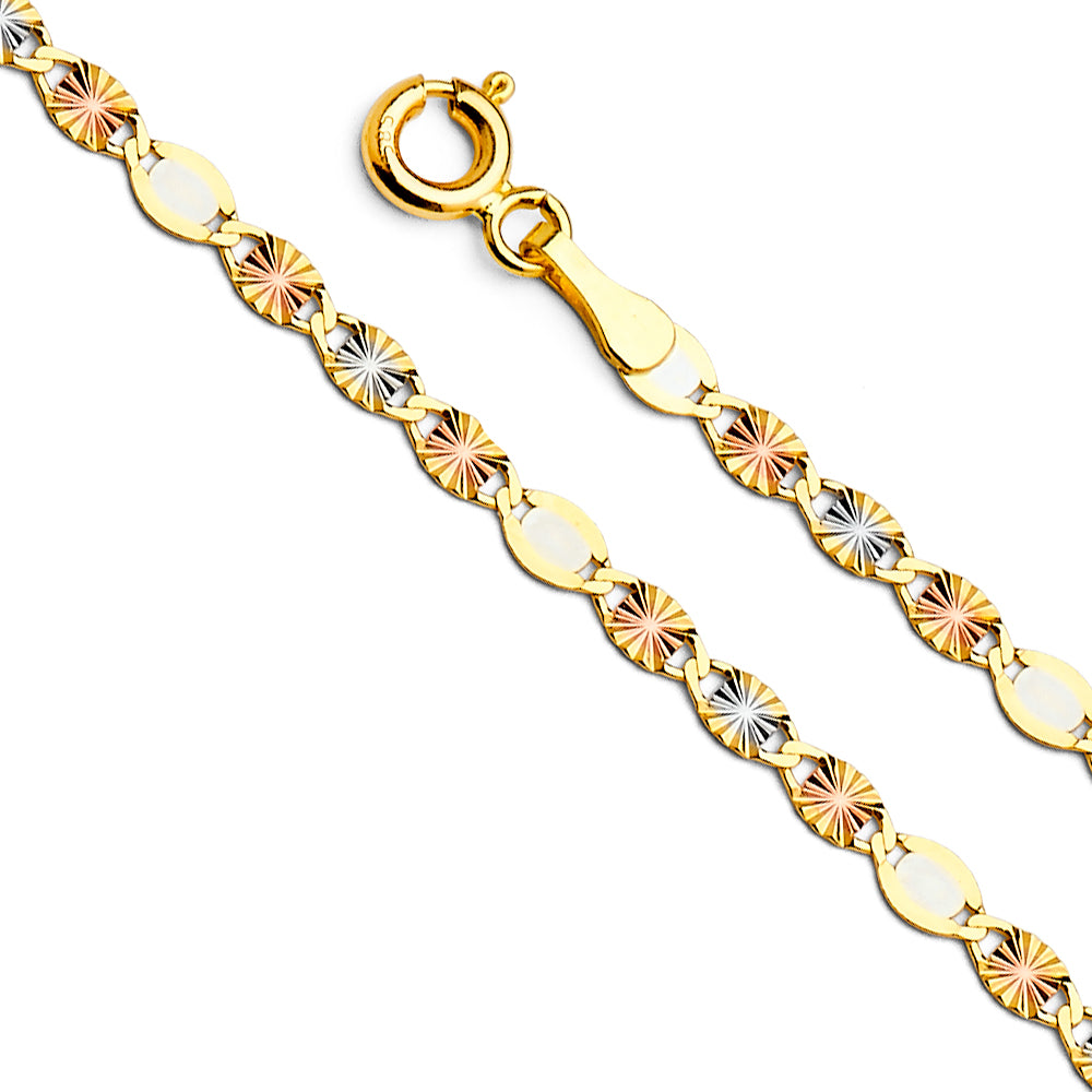 14K Yellow White Rose Gold Flat Val Alt-Star Diamond Cut 40