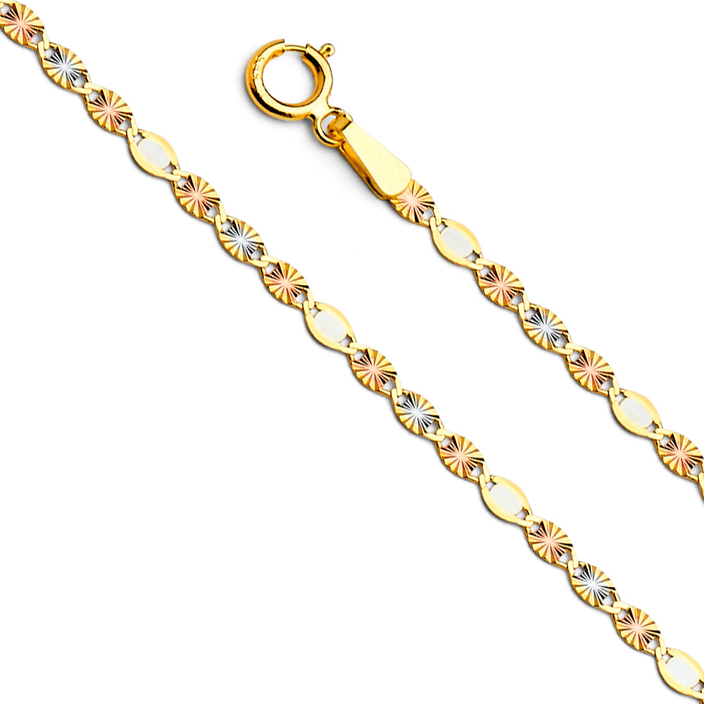 14K Yellow White Rose Gold Flat Val Alt-Star Diamond Cut 30
