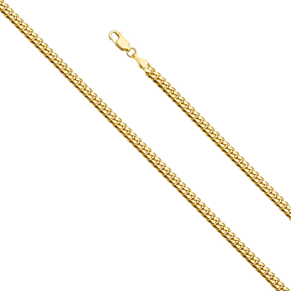 14K Yellow Gold 4.0 mm Solid Miami Cuban 120