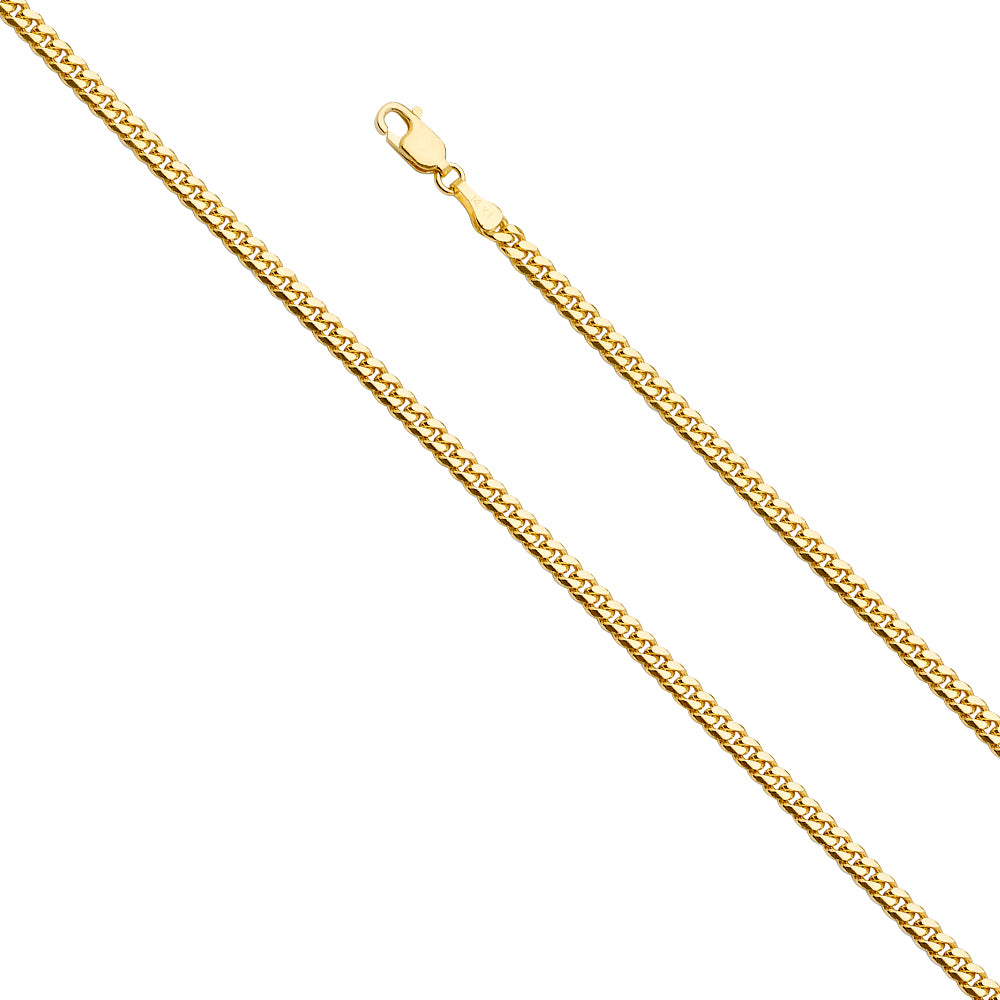 14K Yellow Gold 3.3 mm Solid Miami Cuban 100