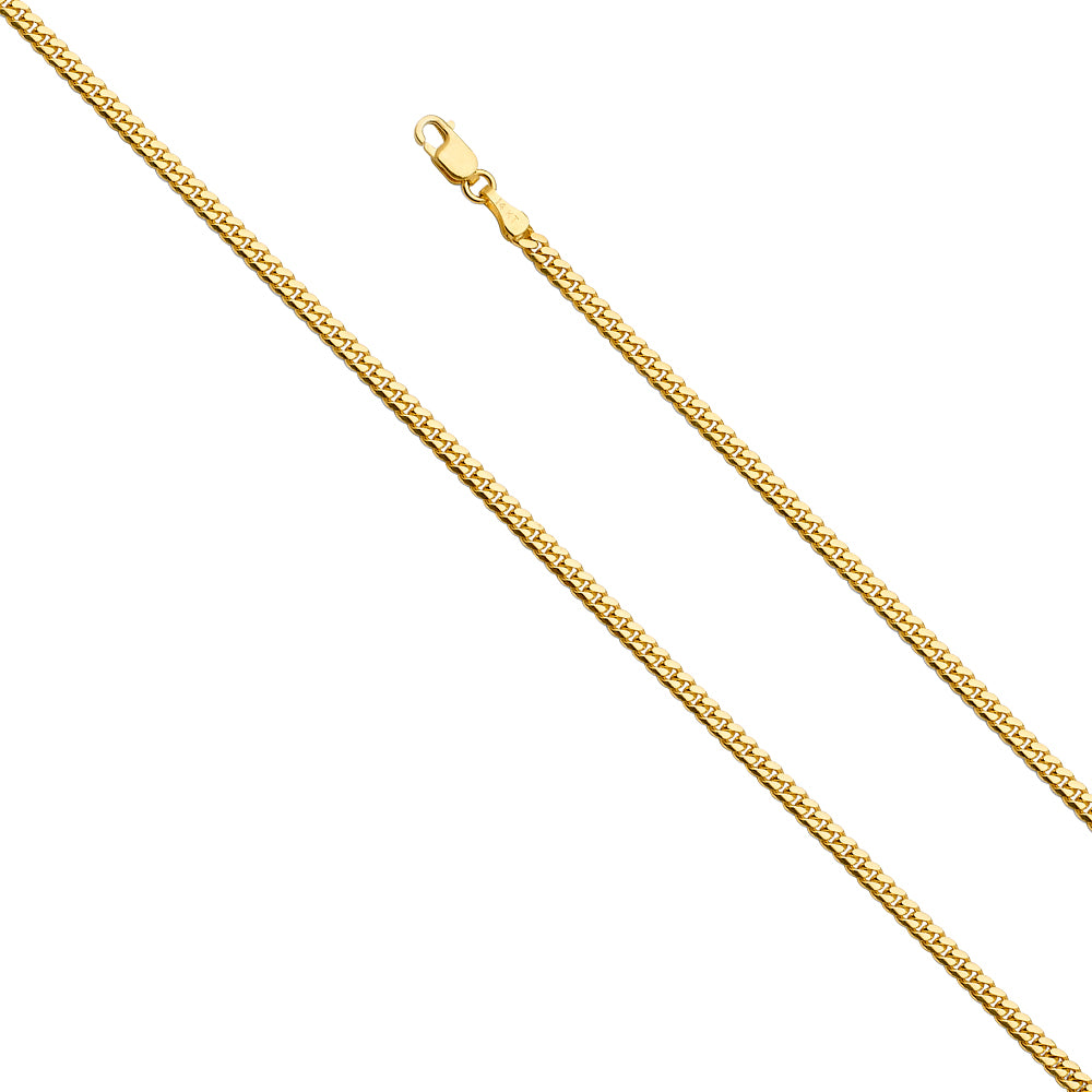 14K Yellow Gold 2.6 mm Solid Miami Cuban 80