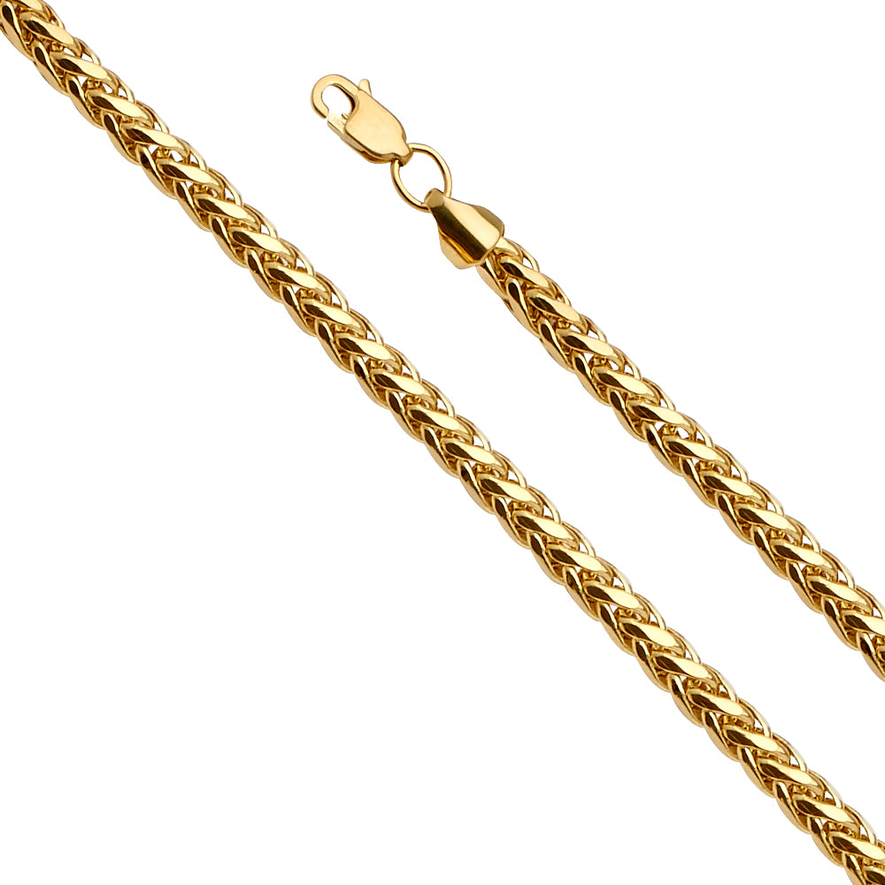 14K Yellow Gold 4.1 mm 8 Diamond Cut Hollow Wheat