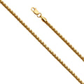 14K Yellow Gold 2.7 mm 8 Diamond Cut Hollow Wheat