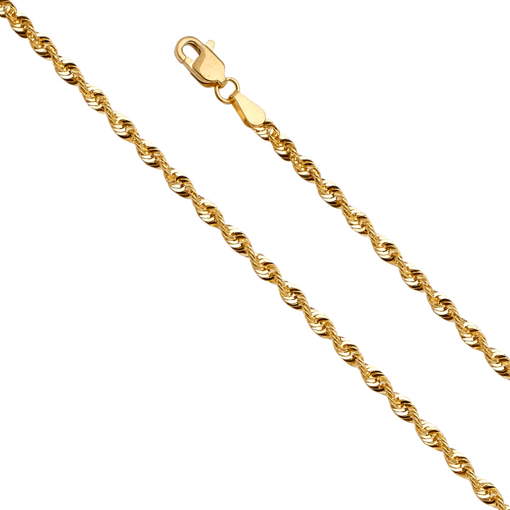 14K Yellow Gold 2.5 mm French Hollow Rope