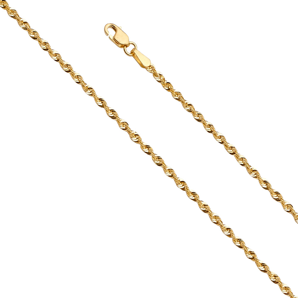 14K Yellow Gold 1.9 mm French Hollow Rope