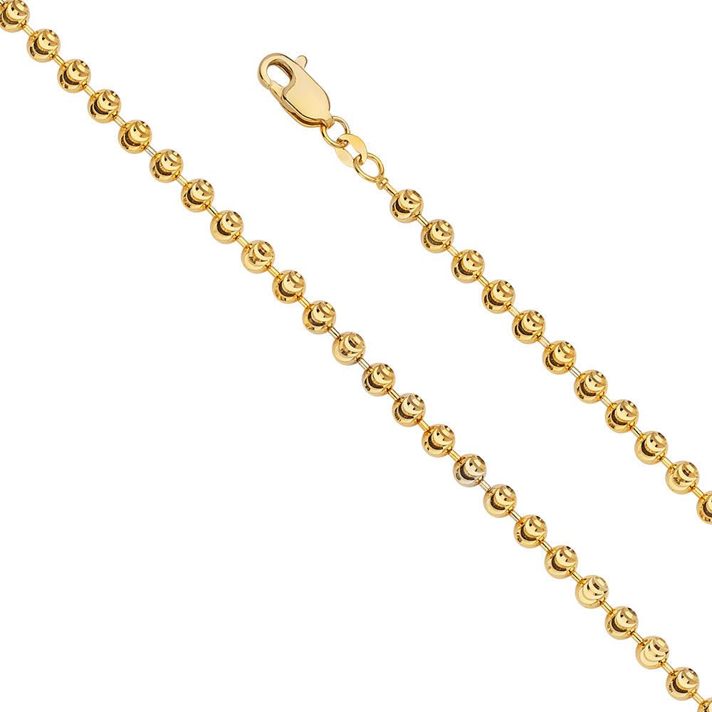14K Yellow Gold 4.0 mm Moon-Cut Bead Chain