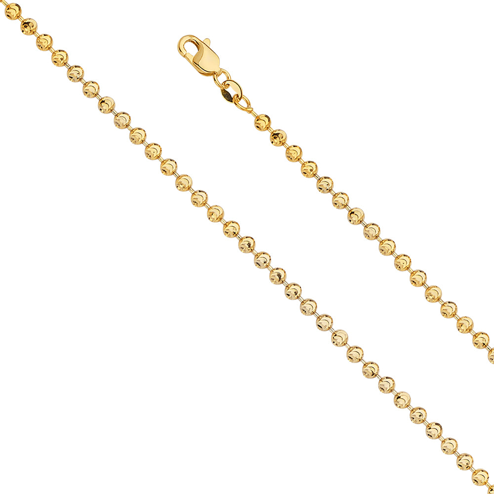 14K Yellow Gold 3 mm Moon-Cut Bead Chain