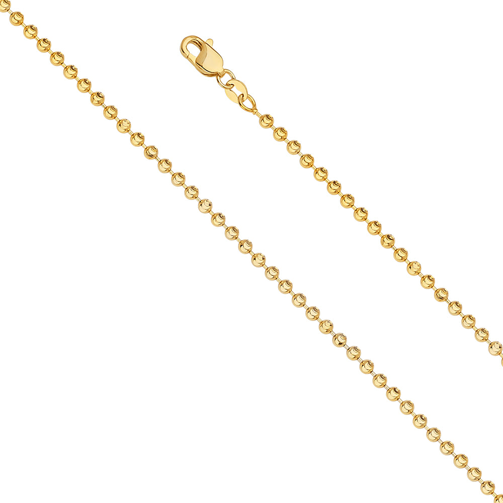 14K Yellow Gold 2.5 mm Moon-Cut Bead Chain