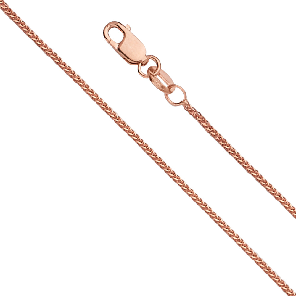 14K Pink 0.8 mm Square Diamond Cut Wheat Chain 20