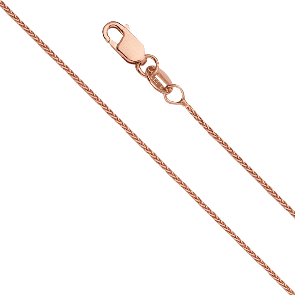 14K Pink 0.9 mm Round Wheat Chain 20