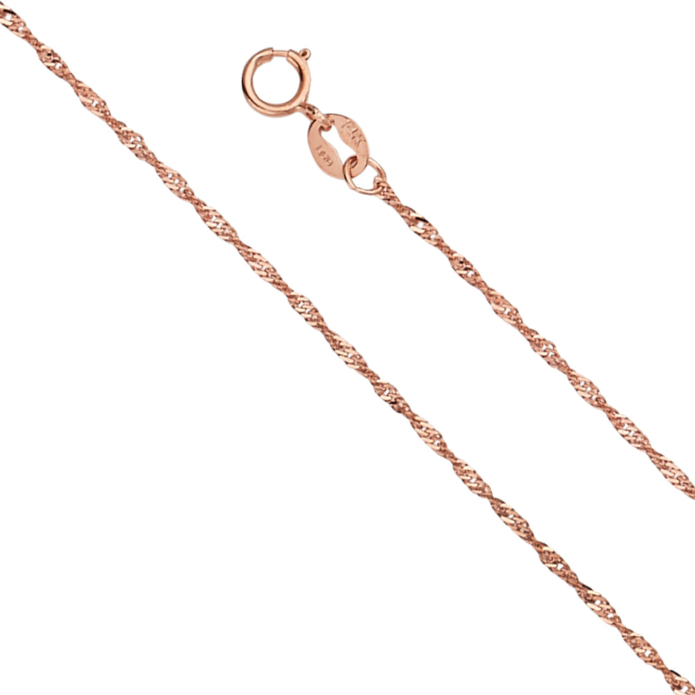 14K Pink 1.1 mm Singapore Chain 20