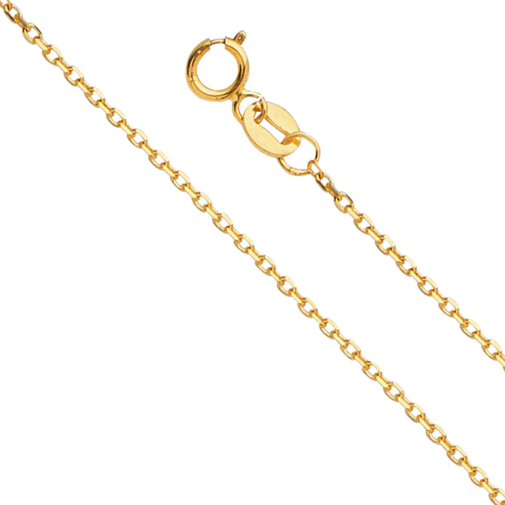 14K Yellow Gold 1.2 mm Angle Cut Oval Rolo 35