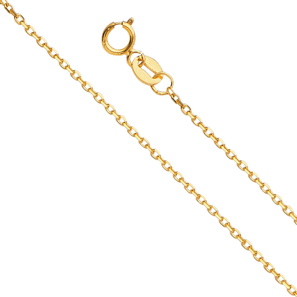 14K Yellow Gold 0.9 mm Angle Cut Oval Rolo 25