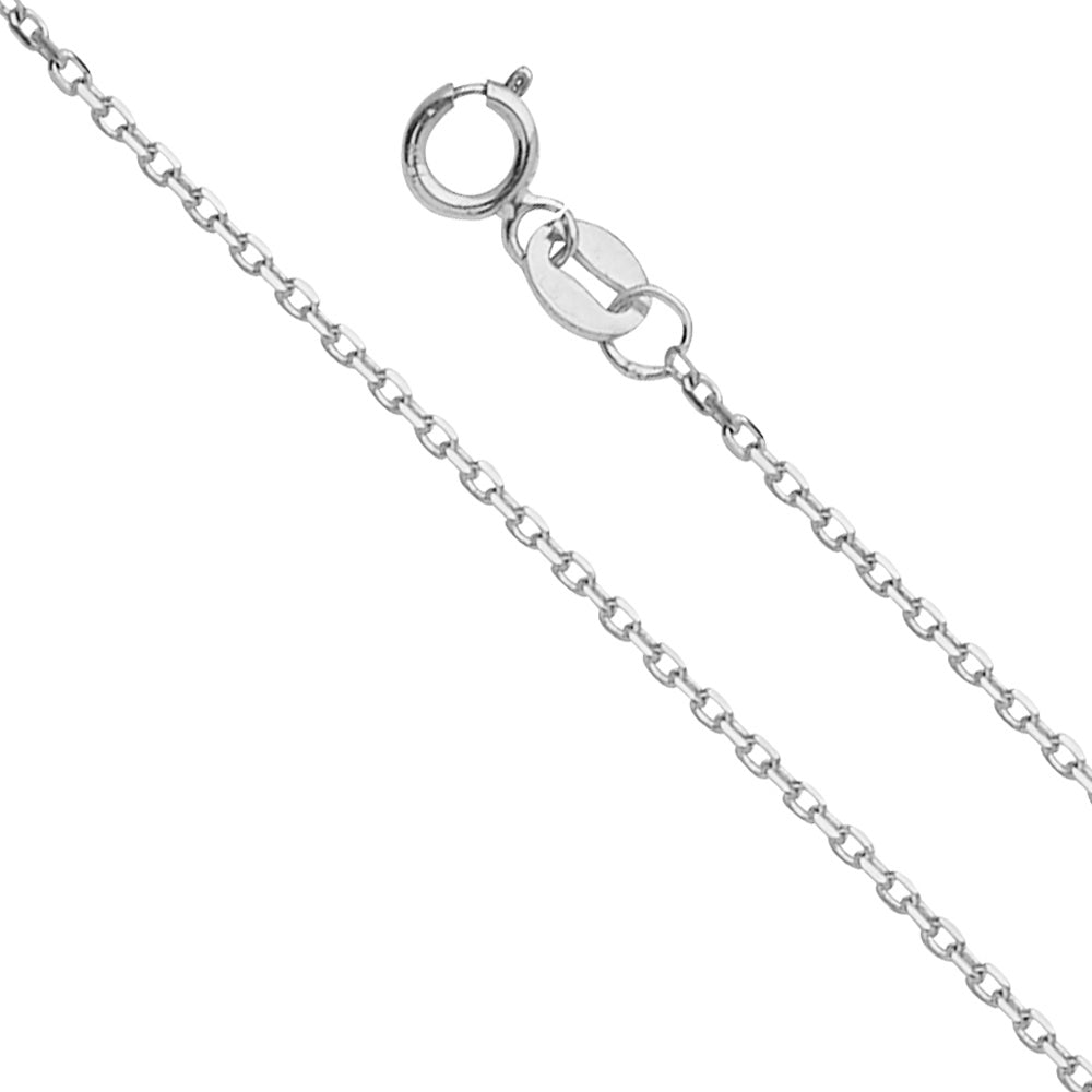 14K White Gold 1.2 mm Angle Cut Oval Rolo 35