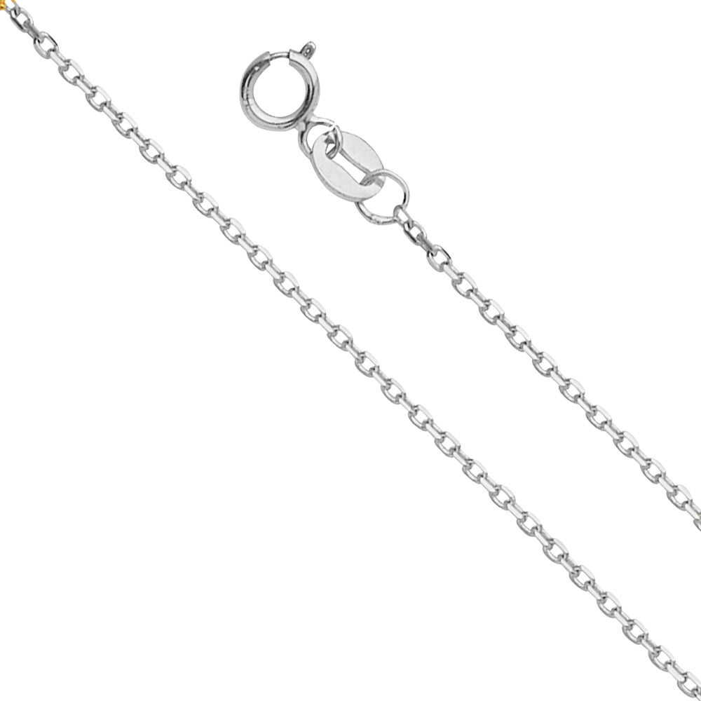 14K White Gold 0.9 mm Angle Cut Oval Rolo 25