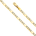 14K Two Tone Gold 3.1 mm Figaro 3+1 Fancy Wp 80