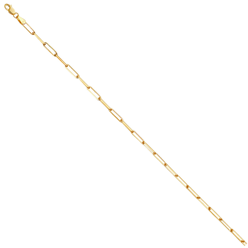 14K Yellow Gold 2.7 mm Triangle Diamond Cut Paperclip Chain