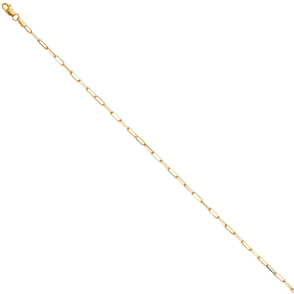 14K Yellow Gold 1.8 mm Triangle Diamond Cut Paperclip Chain