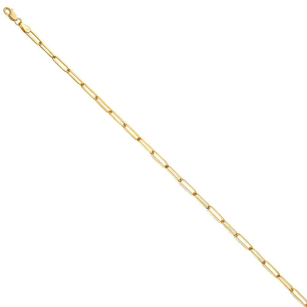 14K Yellow Gold 3.0 mm Solid Square Paperclip Chain