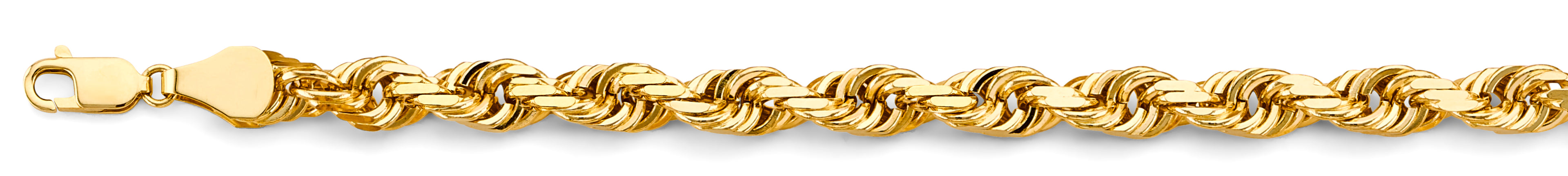 14K Yellow Gold Solid Rope Chain 7.8 mm